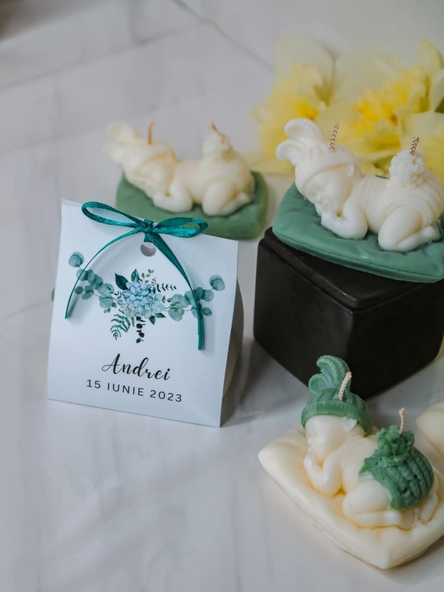 Marturii Botez lumanare BABY - cartonat & fundita - imagine 14